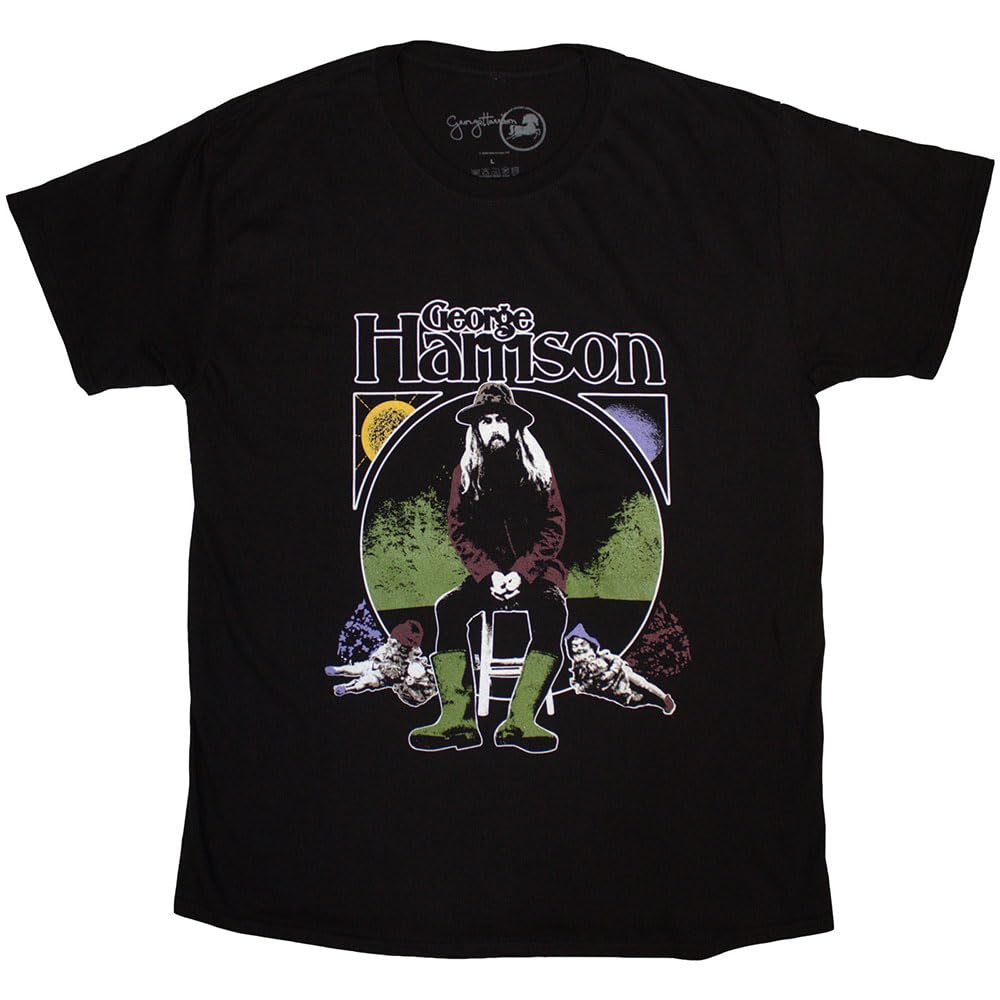 Rock Off officially licensed products George Harrison Sun and Moon T Shirt, Black, L