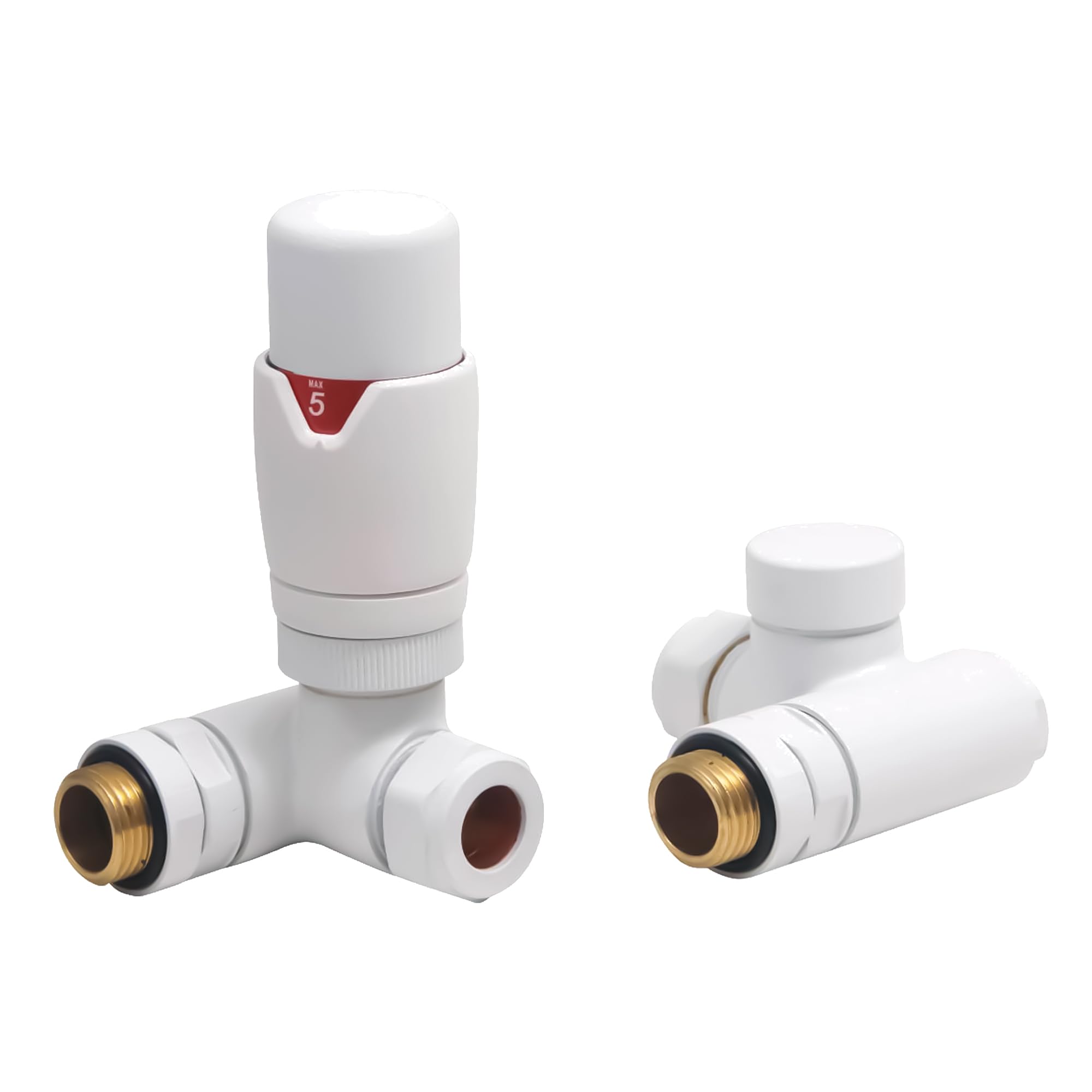 Dual Fuel Thermostatic Radiator Valve White Corner - 1/2" x 15mm
