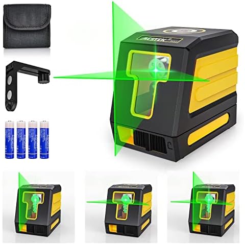 Laser Level Green Line Level Self Leveling MESTEK 98ft 30M Tools Cross Horizontal Vertical Lines Full Soft Carrying Bag Batteries Magnetic Mount Base for Wall House Ceiling Tiling Construction Cover