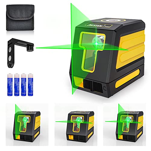 Nivel láser Verde Autonivelante 360 Grados MESTEK 30M Doble Láser Módulo Línea Verticales Cruzadas Horizontales Funda de Transporte Magnética Base para Pared Casa Techo Construcción