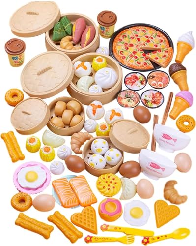 84点セット キッチンおもちゃ 食べ物 おままごと 小龍包 ピザ 料理おもちゃ 料理ごっこ 料理人ままごと 調理器具セット 室内遊び 親子ゲーム