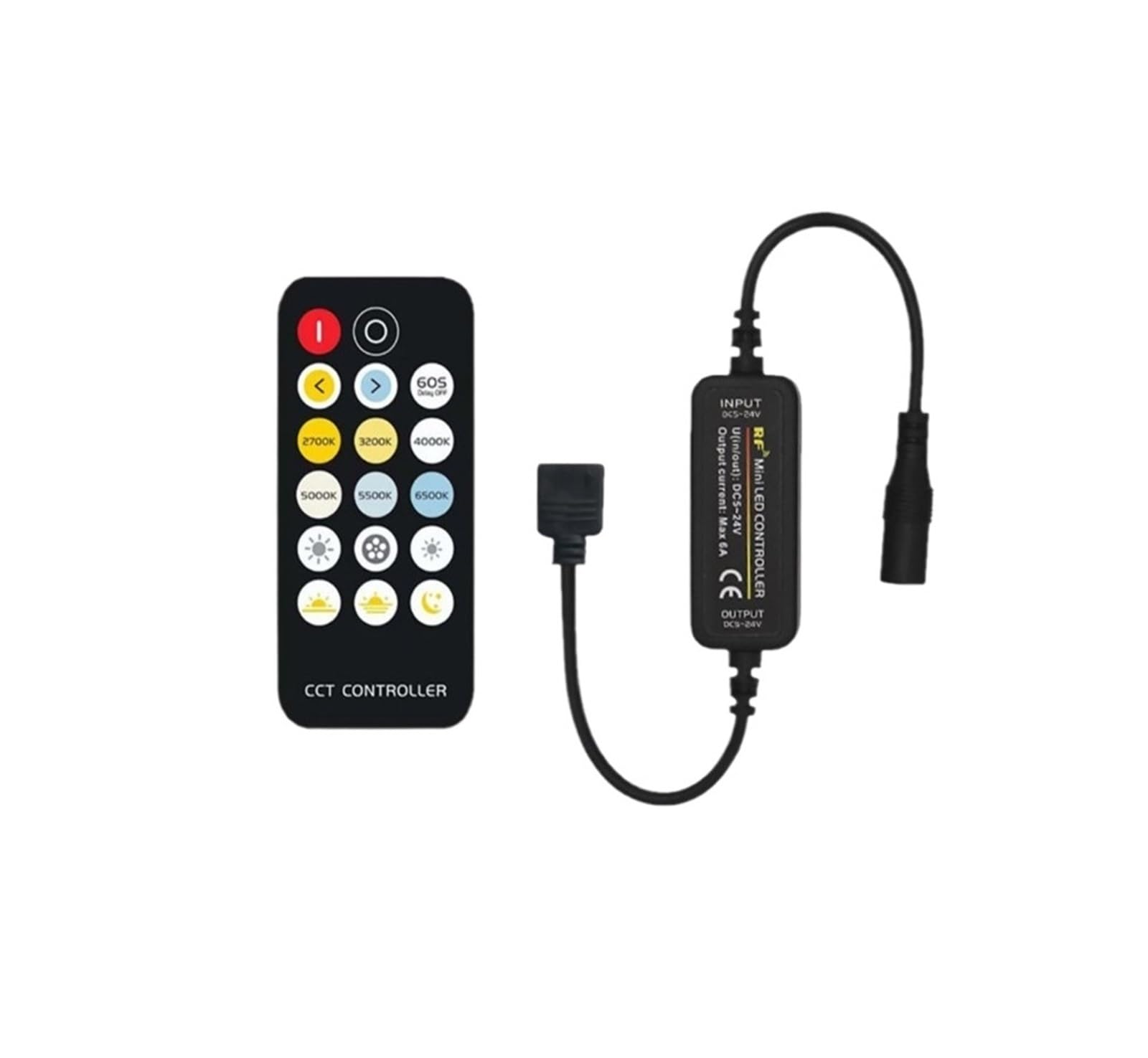 Contrôleur LED de température de couleur 12V 24V avec télécommande 17 touches