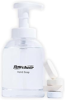 Foaming Hand Soap Refill Tablets - Glass Foaming Soap Dispenser Combo - CrystalClear Real Glass Bottle 11 oz - 4 Refill Tablet Included Start Kit - Soap Pump for Bathroom Kitchen Countertop