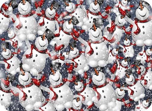 Image of Christmas Glass Worktop Saver- Kitchen Worktop Protector with Dancing Snowmen Design - Tempered Glass Chopping Cutting Board for Food Prep Baking Pastry - by Pearl Glass (30 x 22cm Small)