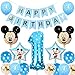 Decoraciones de Cumpleaños de Mickey Mouse, BESTZY 1er Cumpleaños Bebe Azul Globos Decoraciones de Fiesta Temática Azul de Mickey Globos de Confeti de Latex Boy