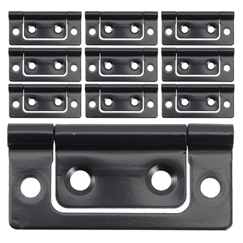 HOMSFOU Bisagras Planas Grandes de Hierro Electroforesis Negro Mate para Puertas de Gabinete, Bisagras de Cierre Automático Madre E Hija, 10 Piezas, Uso en Muebles y Joyeros