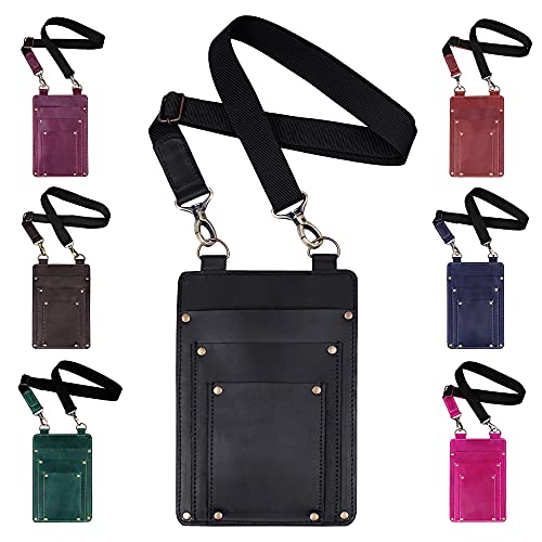 SKLKT Leather Florist Tool Belt Bag Garden Farmer Pouch Organizer - Hand Tools Holder Utility Kit (Black)