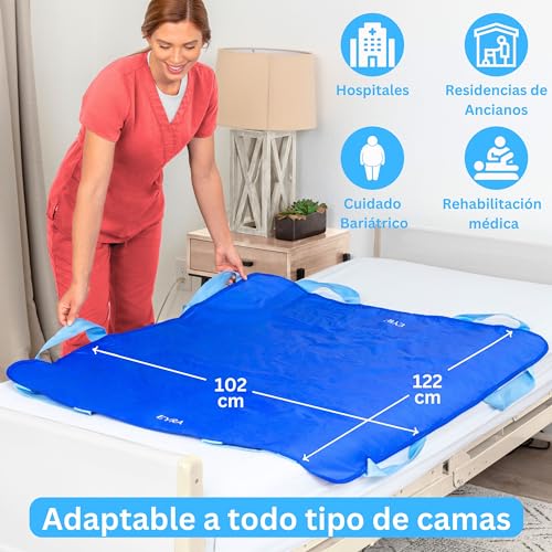 Sábana deslizante EYRA de 122x102 cm con 8 asas para mover pacientes de hasta 180 kg 4