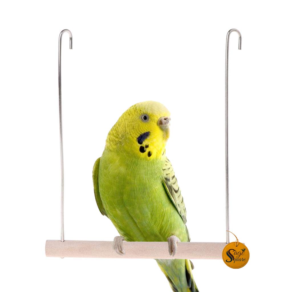 Sage Square Playful Natural Perch Wood Perch Swing Toy Cage Hanging Platform, Climbing, Exercise Perch for Birds (Small) (B087LZ7HD5) Amazon Price History, Amazon Price Tracker