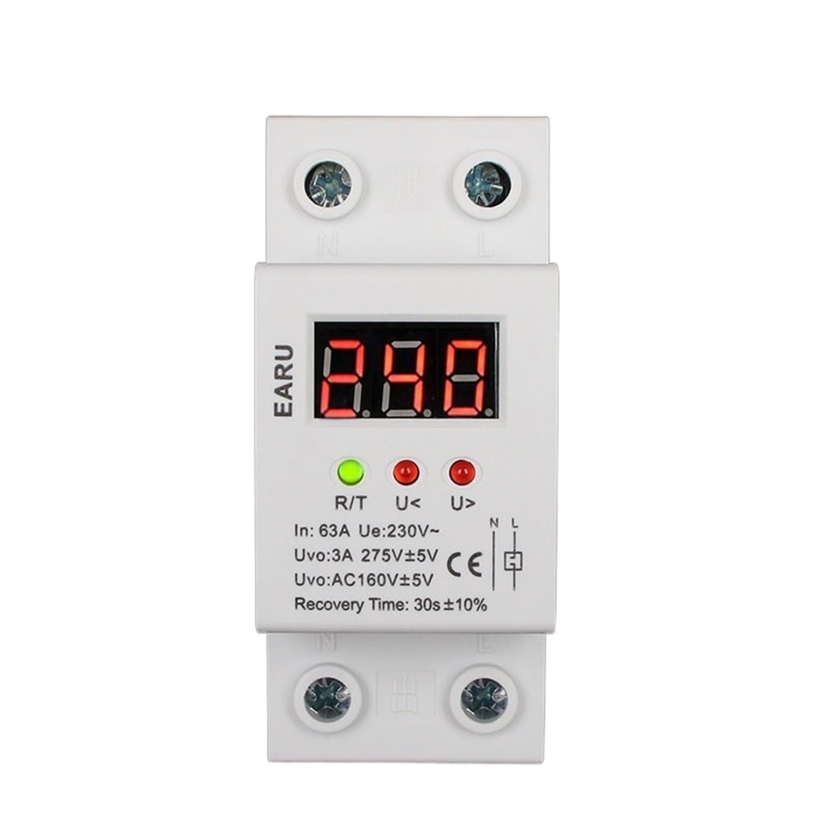 VDOQTLJT 40A 63A 220V Auto Reconnect Over Voltage and Under Protection Protective Device Relay with Voltmeter Monitor(40A)