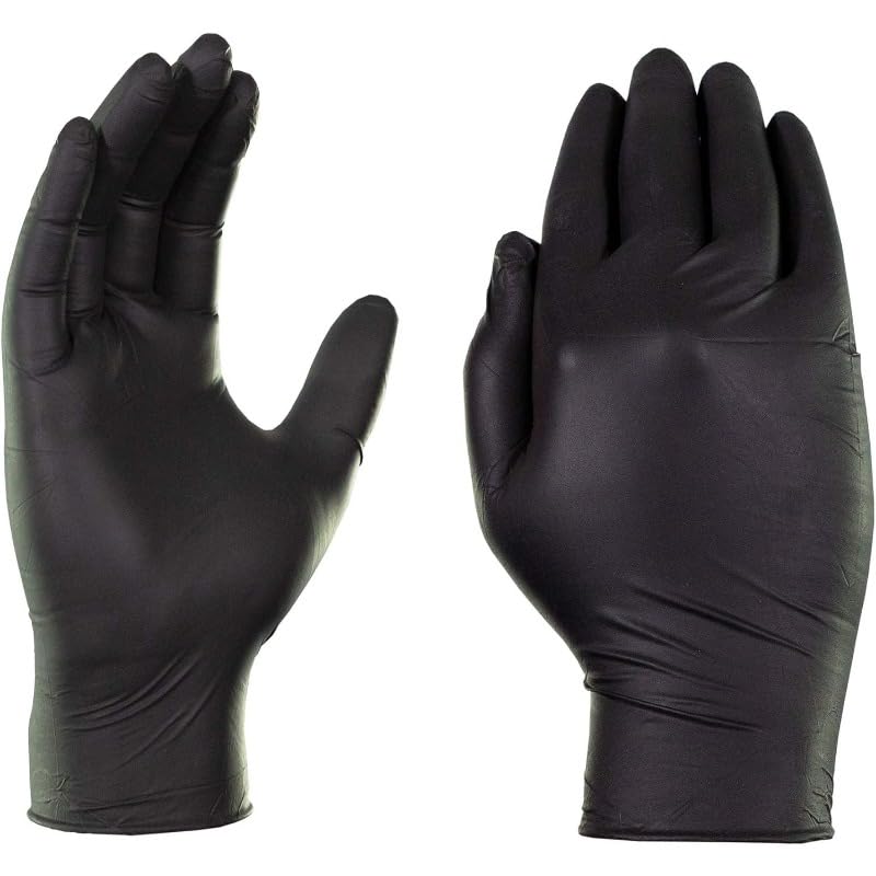 Guanti monouso in nitrile nero da 20-100 pezzi for la cottura di alimenti, lavorazione, pulizia dell'auto, tintura dei capelli, polvere lattice senza(100pcs,L)