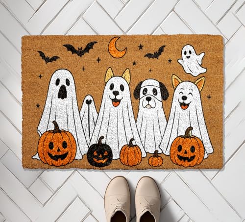 Spooktacular Welcome Mat by Ghost Gogs – Fun Halloween Doormat, Perfect for Dog Lovers, Cute Fall Decor with Pumpkins, Non-Slip & Easy to Clean for Autumn Porches - Image 5