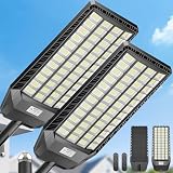 Deepn Upgraded 15000W Solar Street Light, Large Size Commercial Solar Outdoor Lights with Motion Sensor, Extra Bright IP67 Waterproof LED Parking Lot Lights Outdoor for Yard, Farm & Pathway, 2 Pack