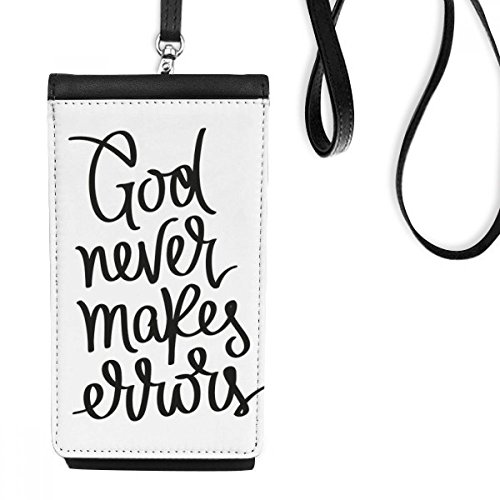 Sac téléphone en cuir avec citation noire Dieu ne fait jamais d'erreurs DIYthinker