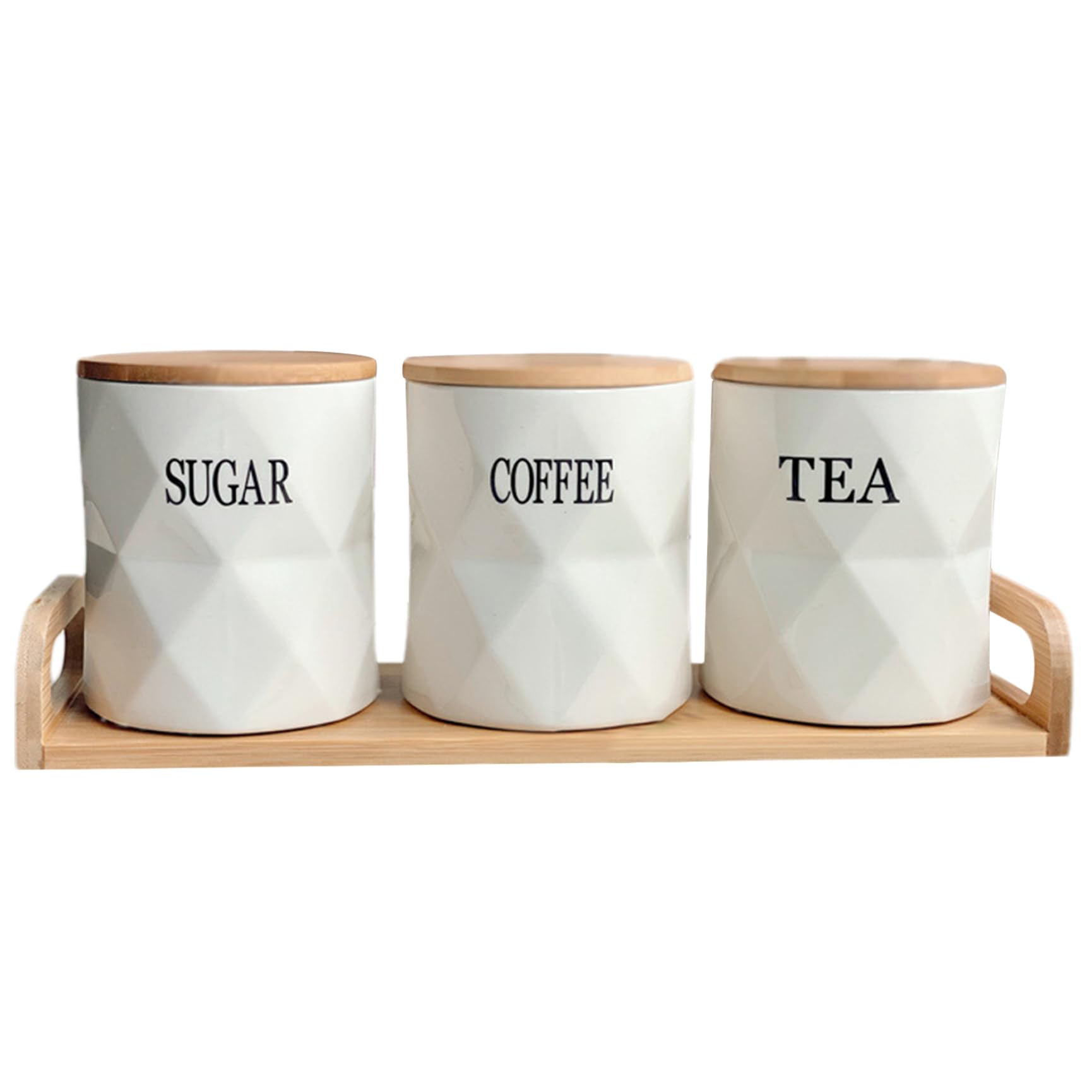 Porgeel Tea Sugar and Coffee Containers Set 3Pcs Round Tea Coffee Sugar Canisters with Lids & Tray Heteromorphic for Storing Candy Biscuit Cakes Spice