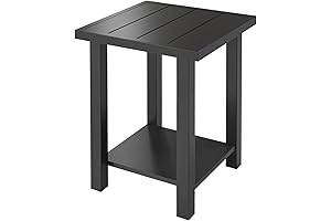 Spacious and Sturdy Small Metal Outdoor 2-Tier Side Table