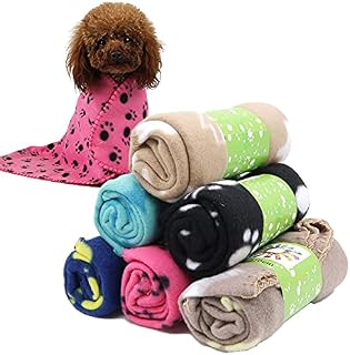 Aoleytech 6 pack Mixed Pet Blanket Cushion Dog Cat Fleece Blankets Puppy Pet Sleep Mat Pad Bed Cover With Paw Print(60 x 70cm/23.6 x 27.6 inch, Multicolor)