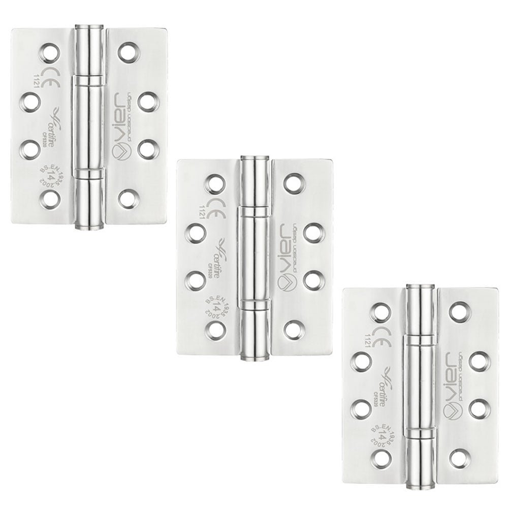 Zoo Hardware 3 X Vier Grade 14 High Performance Fire Rated Door Hinges Ce Rated Polished Stainless Steel