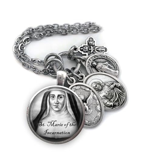 St. Marie of the Incarnation Keychain, Necklace or Clip, Patron