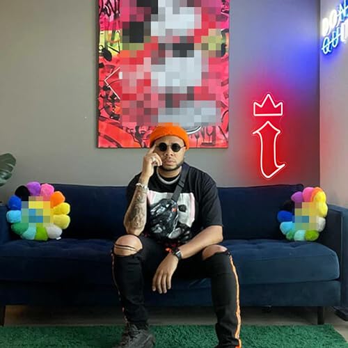 Image of Royal i Neon Sign, The Rapper King Logo LED Sign for Wall Decor, Gothic Letter Decor, Red Neon Light, Hip Hop Wall Art