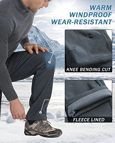Lavenicole Men's Snow Ski Pants Waterproof Insulated Winter Hiking Snowboarding Pants Fleece Lined Dark Grey 38 #TOP2