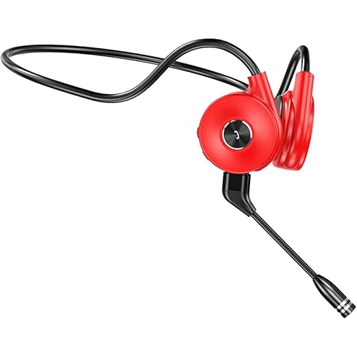 Bone Conduction Headphones with Mic Red