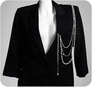 Pearl Chain Tassel Brooch Pin for Women,Long Pearls Beaded Chain Link Lapel Brooches,Suit Dress Outfit Jewelry Accessories