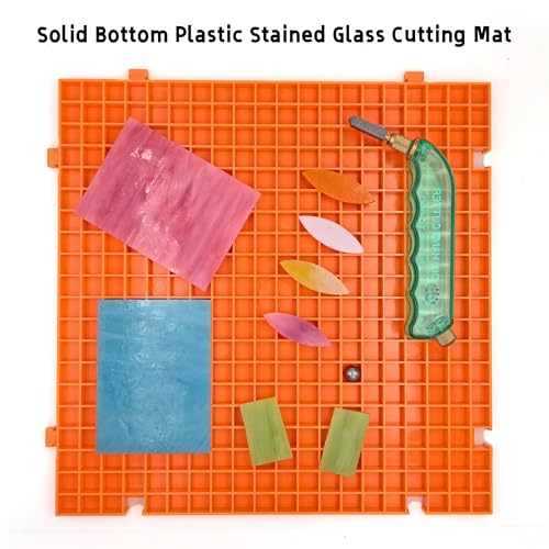 stained glass cutting mat solid bottom plastic grid orange 1 pack