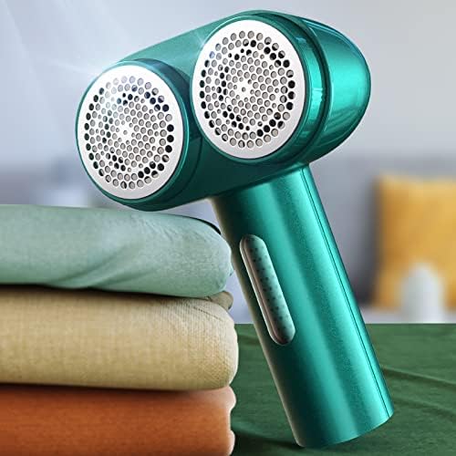 RANVOO Fabric Shaver, Dual-Head Efficient Faster Rechargeable Lint Remover, 0 Damage 100% Remove Fuzz/Pill Defuzzer for Clothes, Sweater, Couch & Furniture, Clothing Shaver with 2 Replace Head Blades