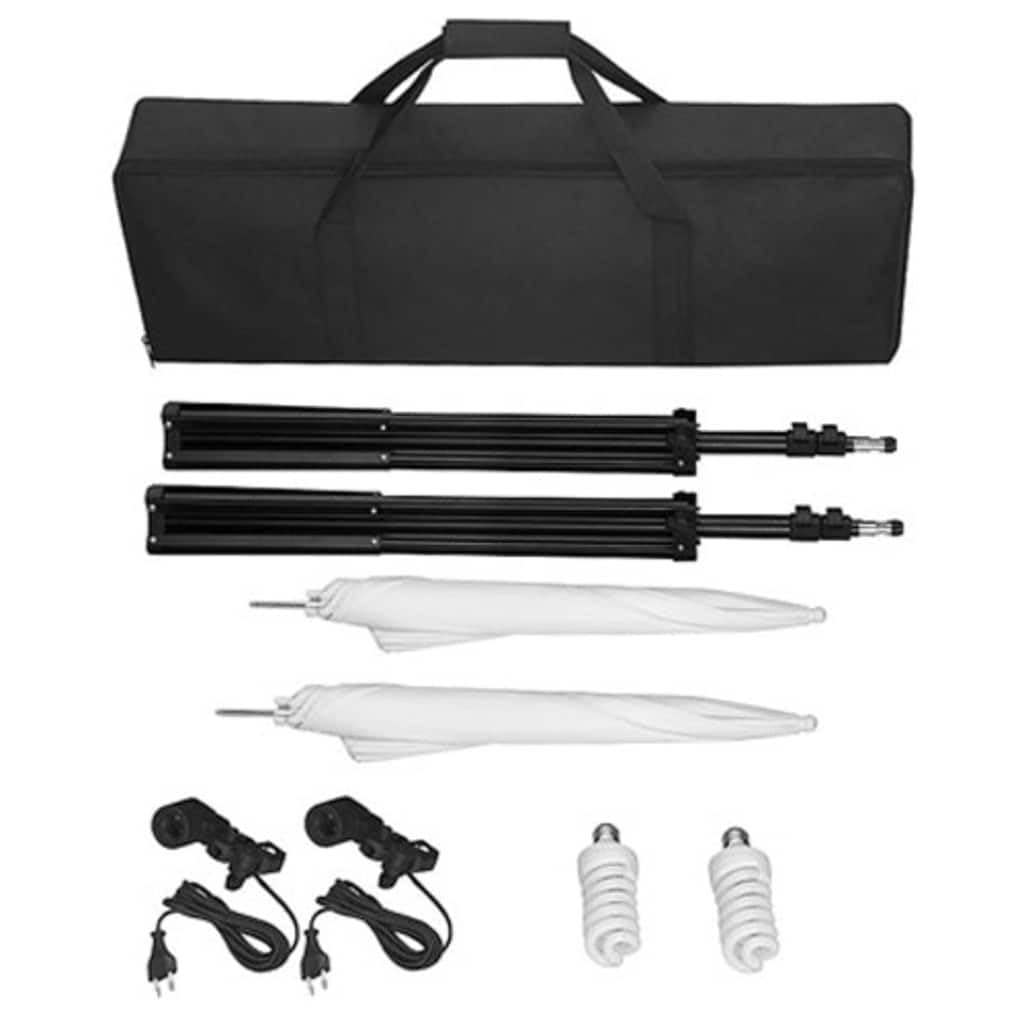 vidaXL Kit de Studio Photo avec Lampes Pieds et Parapluies Lumière Vidéo