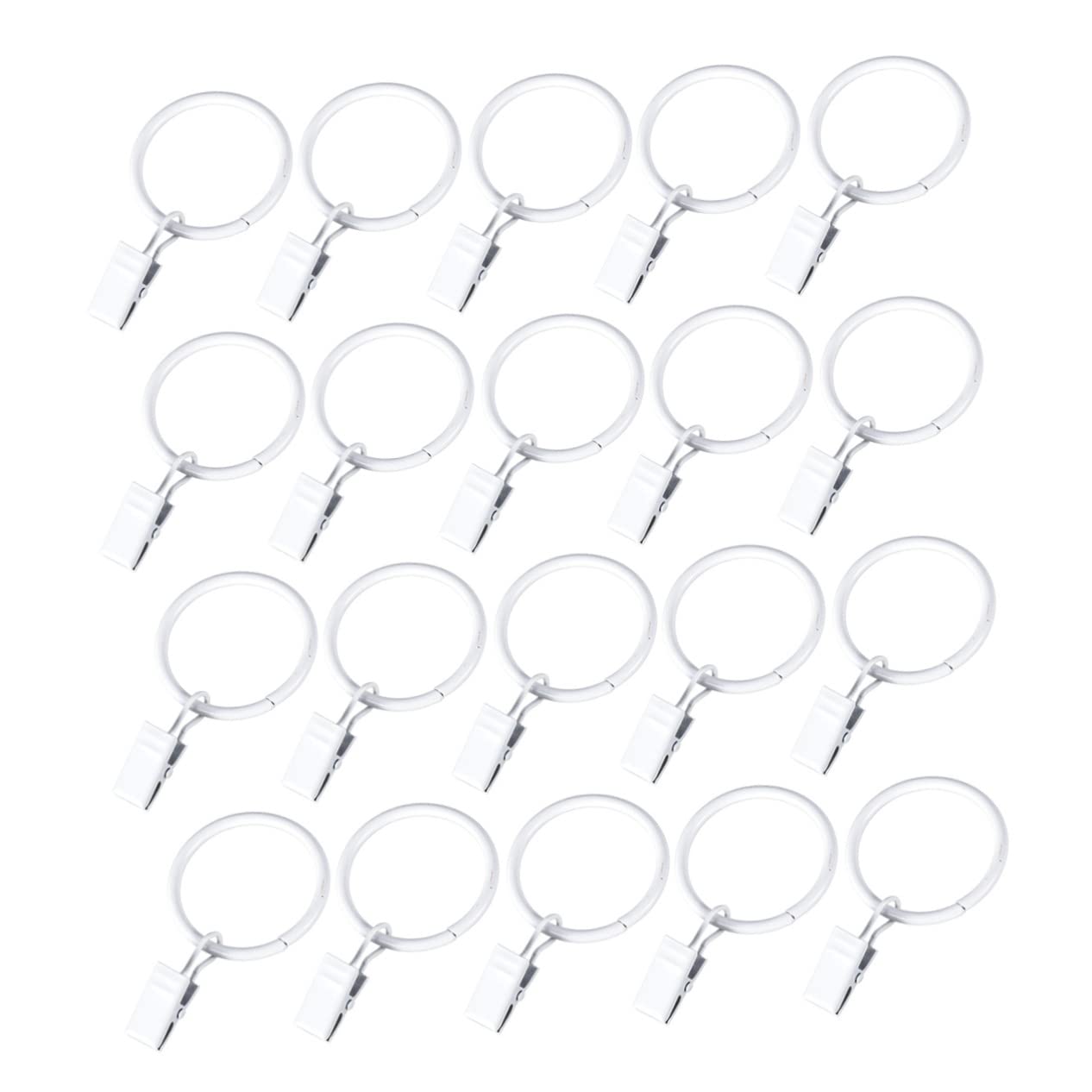 STOBAZA 20Pcs Rustproof Shower Curtain Hooks White Iron Rings for Smooth Gliding Action for Bathroom Dressing Room and Changing Room Use