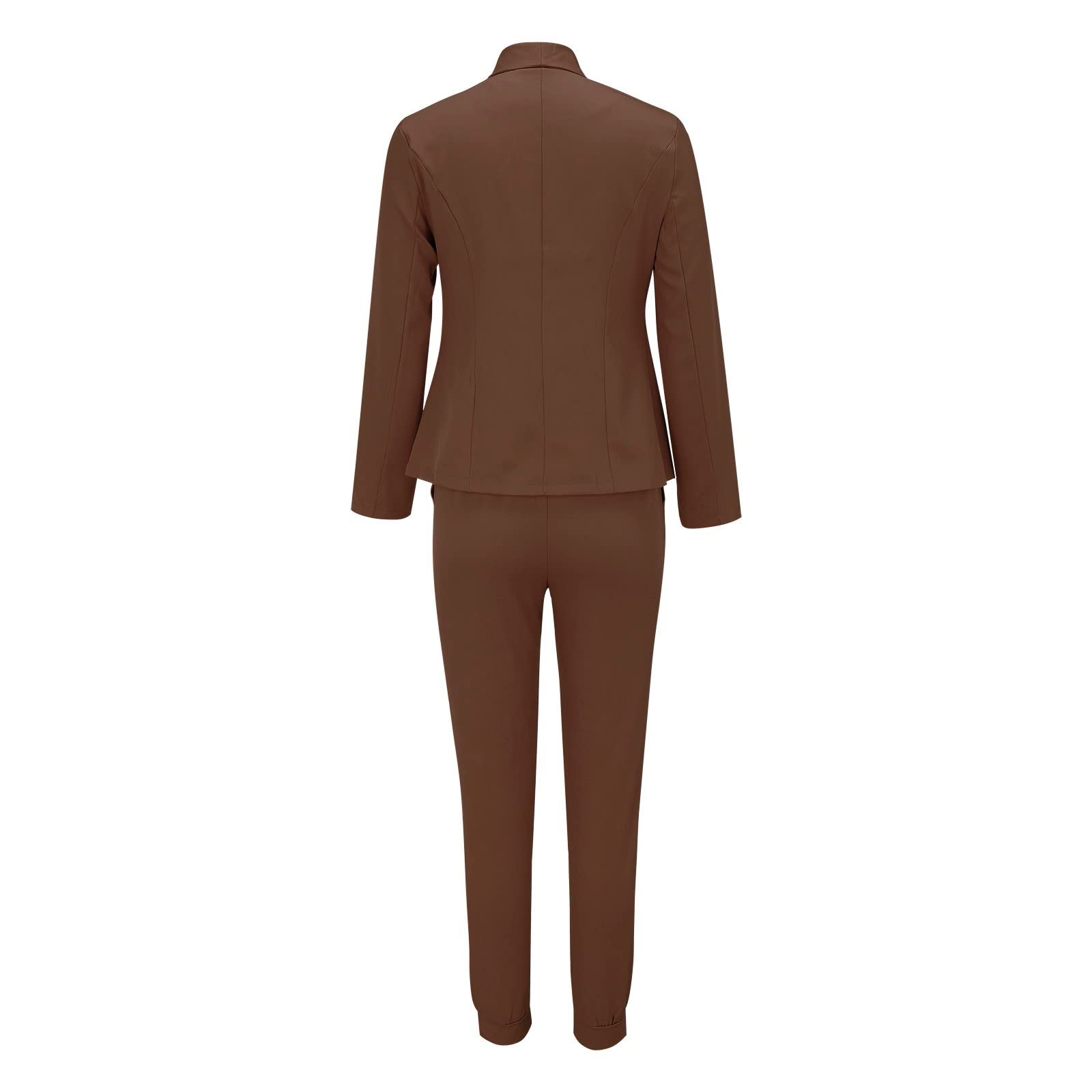 Générique Ensemble 2 Pièces Femme Coton Tunique et Pantalon Décontracté Manches Longues Coupe Droite Cordon de Serrage Fluide Uni Été Grande Taille A133