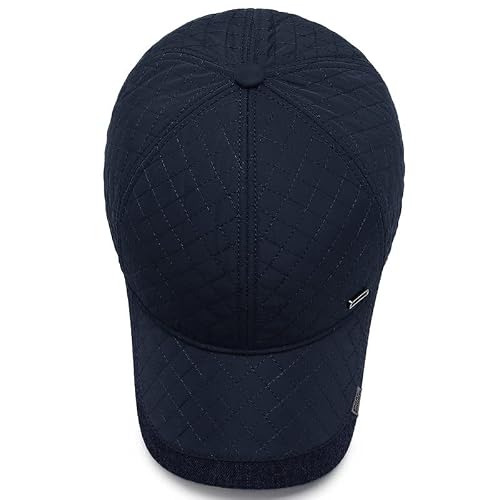 Fashixd Winter Baseball Cap Men's Winter Hats With Earflaps Cold Weather Caps Adjustable Dark Blue #TOP4