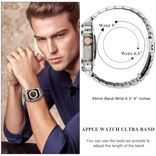 SUPLINK Stainless Steel Case with Band Compatible with Apple Watch Straps Ultra 2/1 49mm Metal Rugged Protector Cover for iWatch Band Men (Space Grey) - Image 4