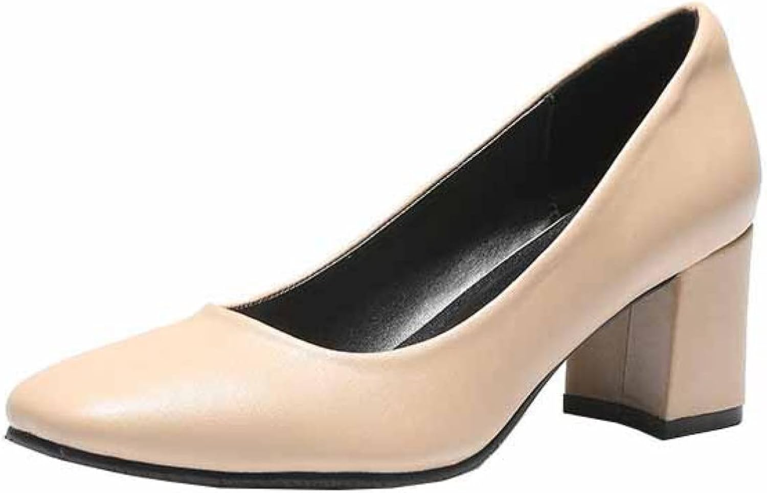 ヤク チャンキーヒール スクエアトゥ 太ヒール 捧呈 ミドルヒール パンプス レディース ローヒール 走れる 疲れない 歩きやすい 痛くない 結婚式 オフィス 通年着用 ヒール6cm 通勤 黒 デイリー ブラック カジュアルパンプス