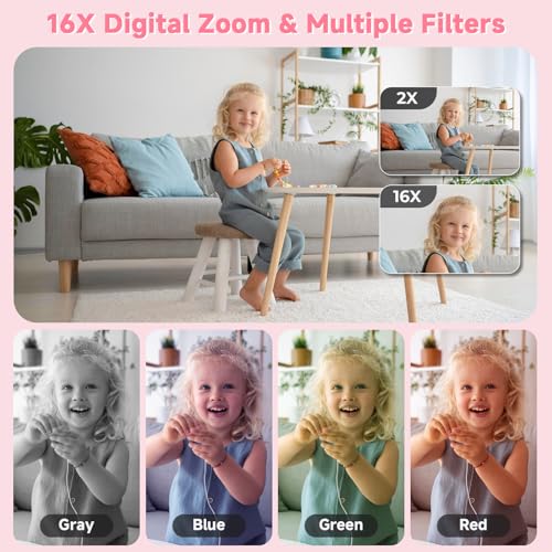 Image of Digital Camera, 44MP Compact Camera, FHD 1080P Point and Shoot Digital Cameras with 16X Zoom, Face Detect, Smile Capture, Anti Shake, for Boys Girls Teens Gifts (Pink)
