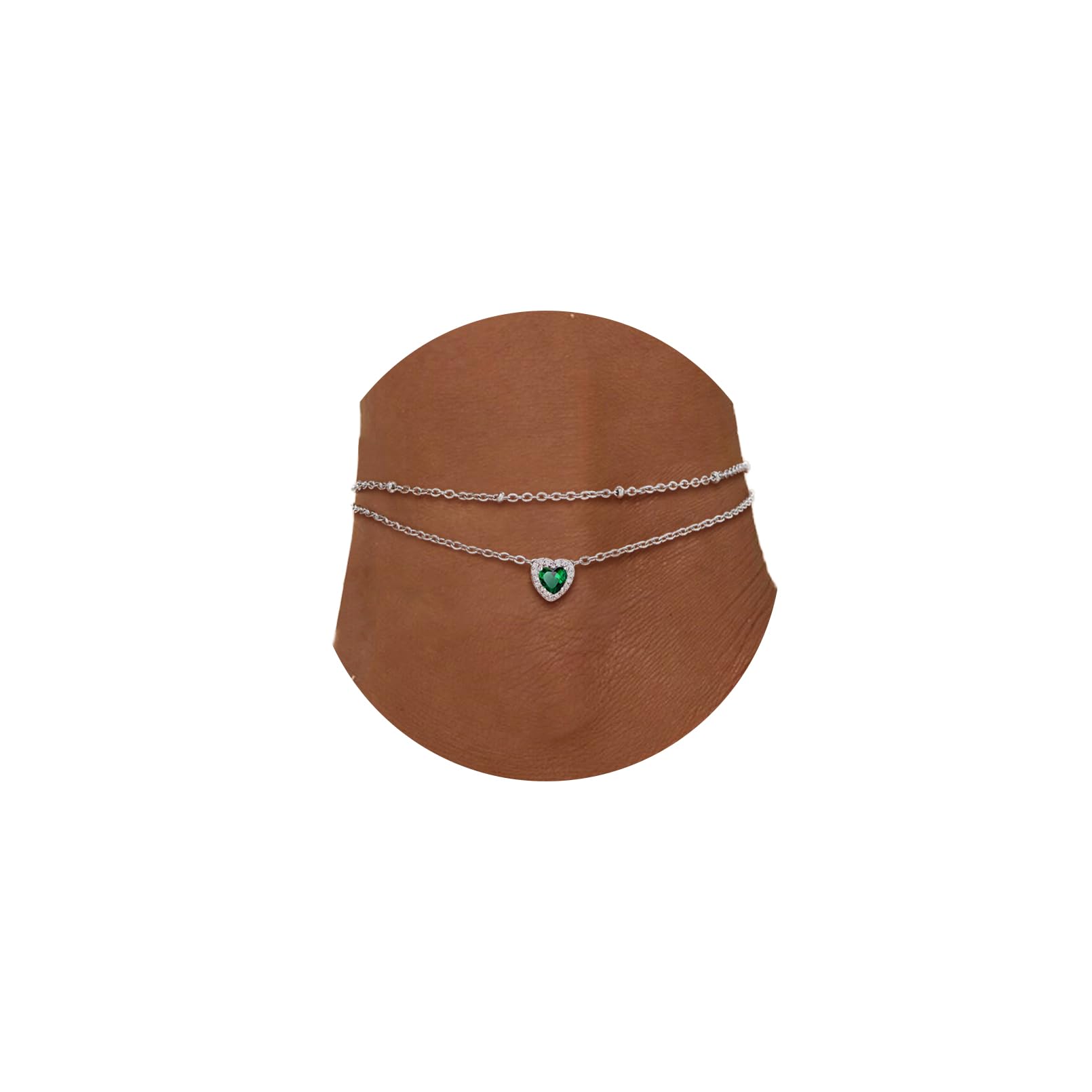 FindChic Birthstone Anklets for Women Layered Ankle Bracelets for Women