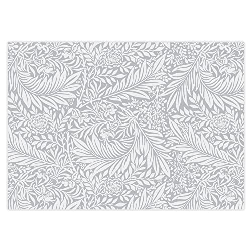 100 manteles individuales con diseño de flora en gris y blanco, DIN A3, rectangular, juego de mesa de papel, diseño moderno, gris y blanco, mantel individual desechable, para gastronomía y hogar,
