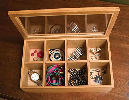 Lipper International Bamboo Wood Tea Box with Clear Lid, 8 Compartments, 12-1/2" x 7-1/2" x 3-5/8" by Lipper International - Image 5