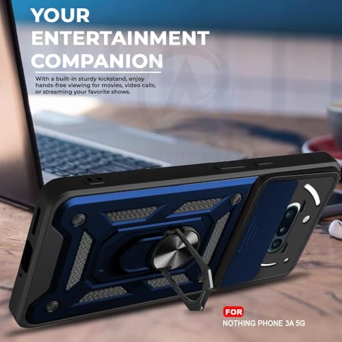 Image of AIBEX Back Cover for Nothing Phone 3(a) 5G | D10 Tough Armor Case | Sliding Camera Shield | 360 Protection | Kickstand Ring Holder | Military-Grade Shockproof Bumper Case