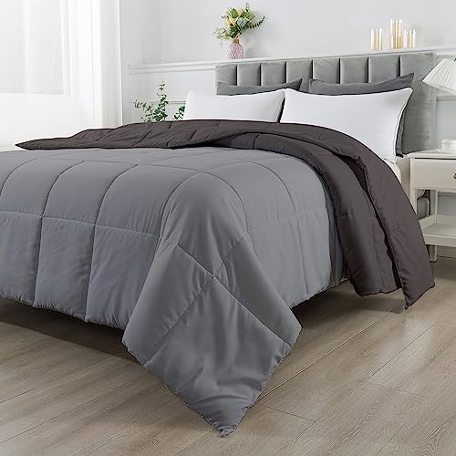 Image of Razzai Restful Sleep Microfiber Summer Season Ac Reversible Comforter 220 GSM (90 inch x 90 inch Inches /228cm x 228cm) - Queen Size Comforter|Silver /Dark Grey|