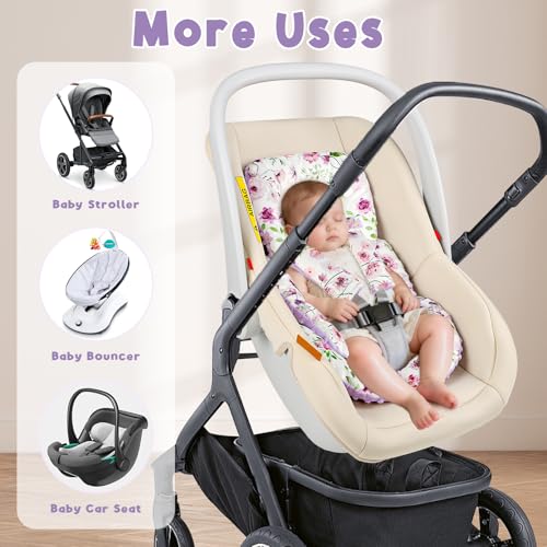 Image of GFU Infant Car Seat Insert Head and Body Support with 2 Strap Pads Purple
