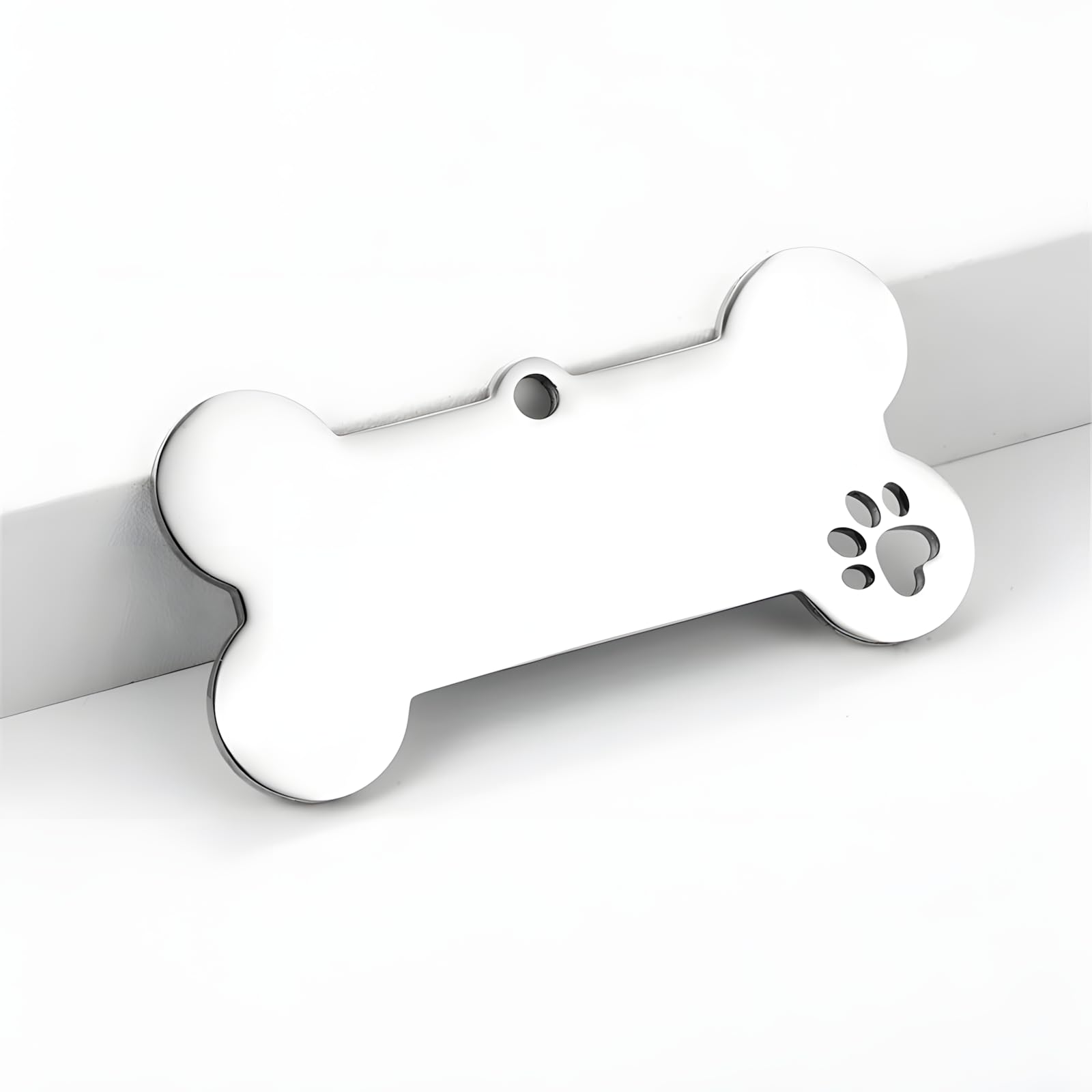 2 PCS White Bone Shaped Personalised Pet ID Tags, Engraved DIY Dog & Cat Tags, Normal
