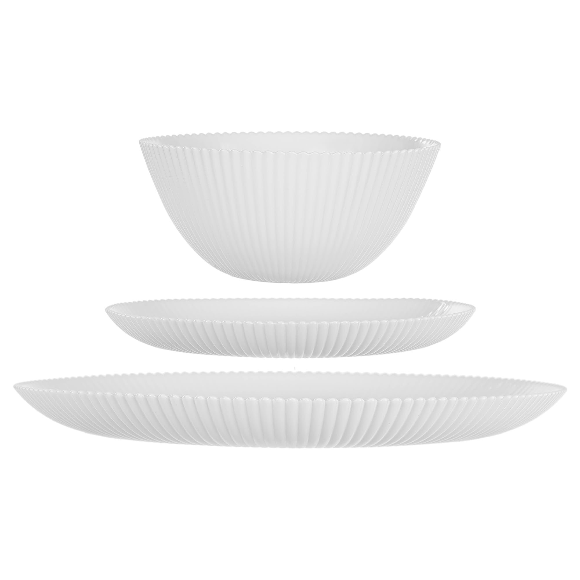 KADAX Vajilla para 6 personas, 18 piezas, de cristal opal blanco, con cuencos para sopa, platos llanos y platos de postre, apto para lavavajillas (blanco)