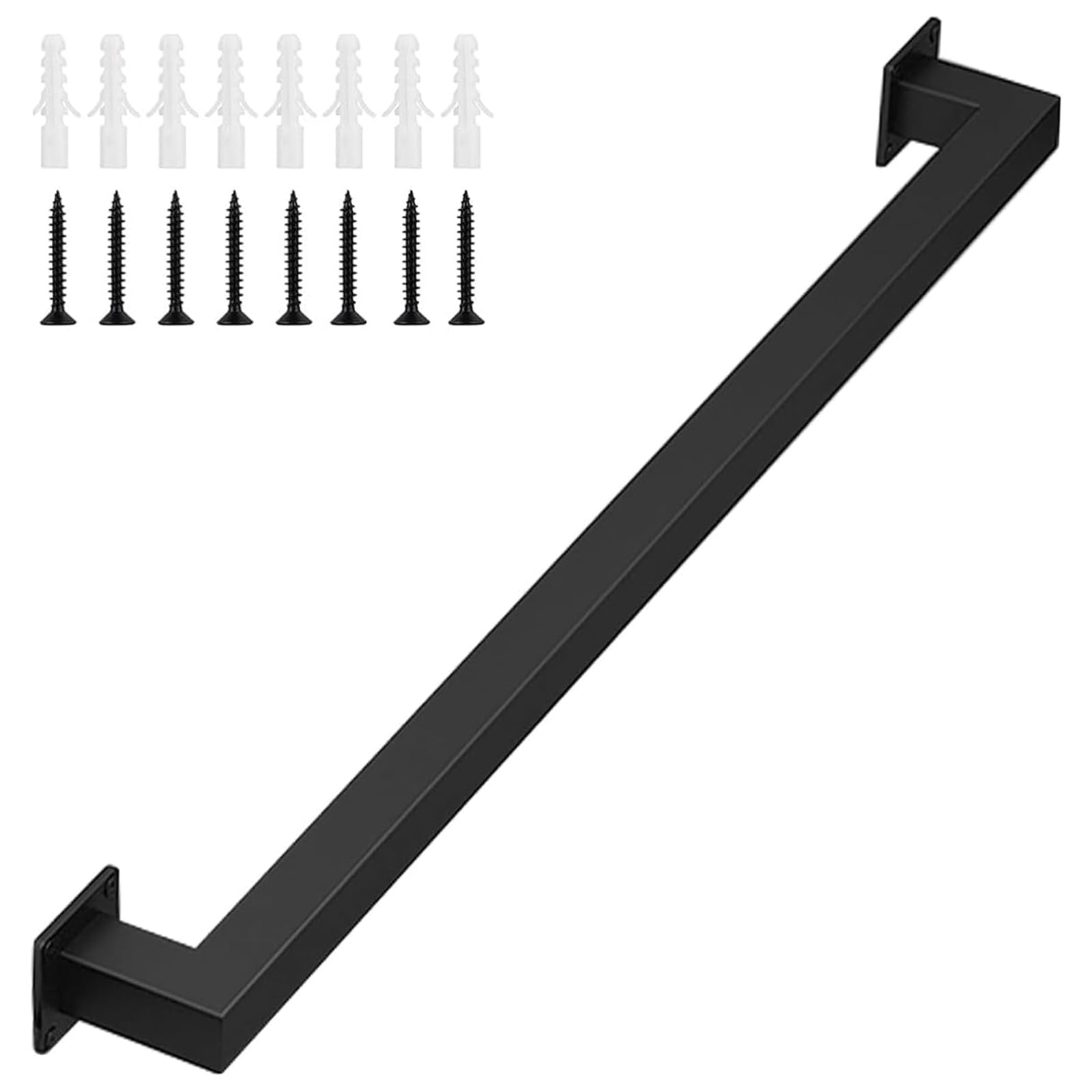 Gorssen 30cm Handlauf für Treppen Innen Aussen Haltegriffe Rohrförmiges Handfußgeländer Sicherheitsgeländer Türgriff Treppengeländer Halter mit Halterungen - Komplettset - Schwarz