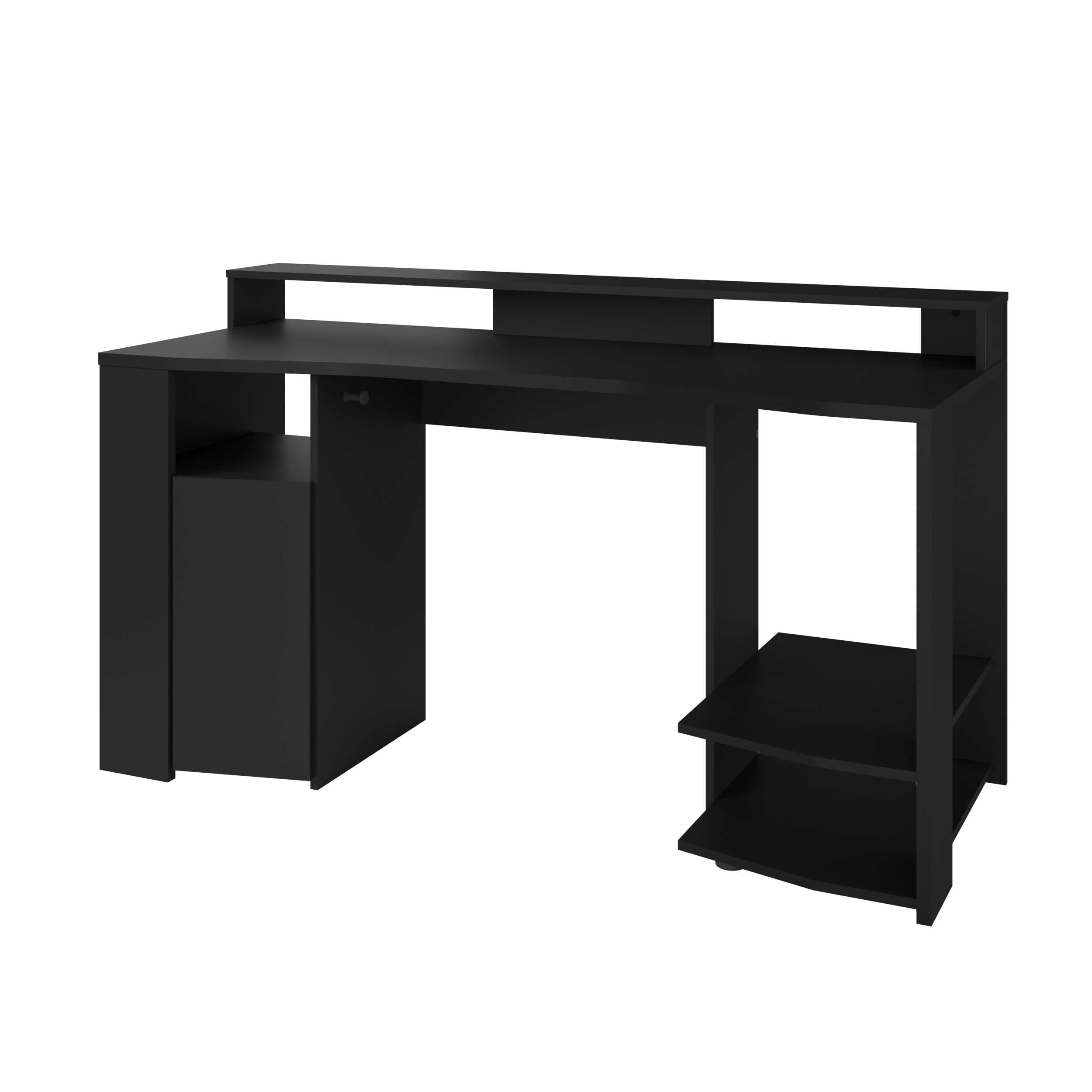 Miroytengo Table gaming couleur noire avec LED incluse Setup Gamer Bureau ordinateur style moderne Meuble 87 x 152 x 62 cm