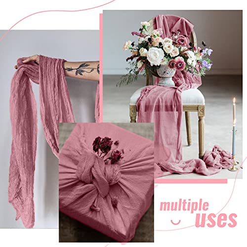 6 Pack Dusty Rose Cheesecloth Table Runner Gauze Table Runner 10Ft Long Semi-Sheer Table Runner Boho Or Rustic Wedding Table Decor For Wedding Decor Arch Draping Bridal Shower Holiday Party #TOP5