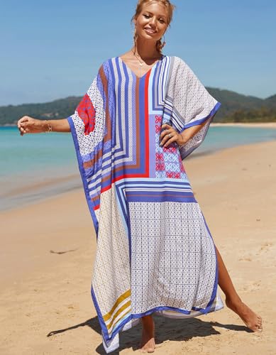 Image of NFVNKJ Women's Plus Size Beach Lounge Kaftan Maxi Dress Swimsuit Coverup for Women