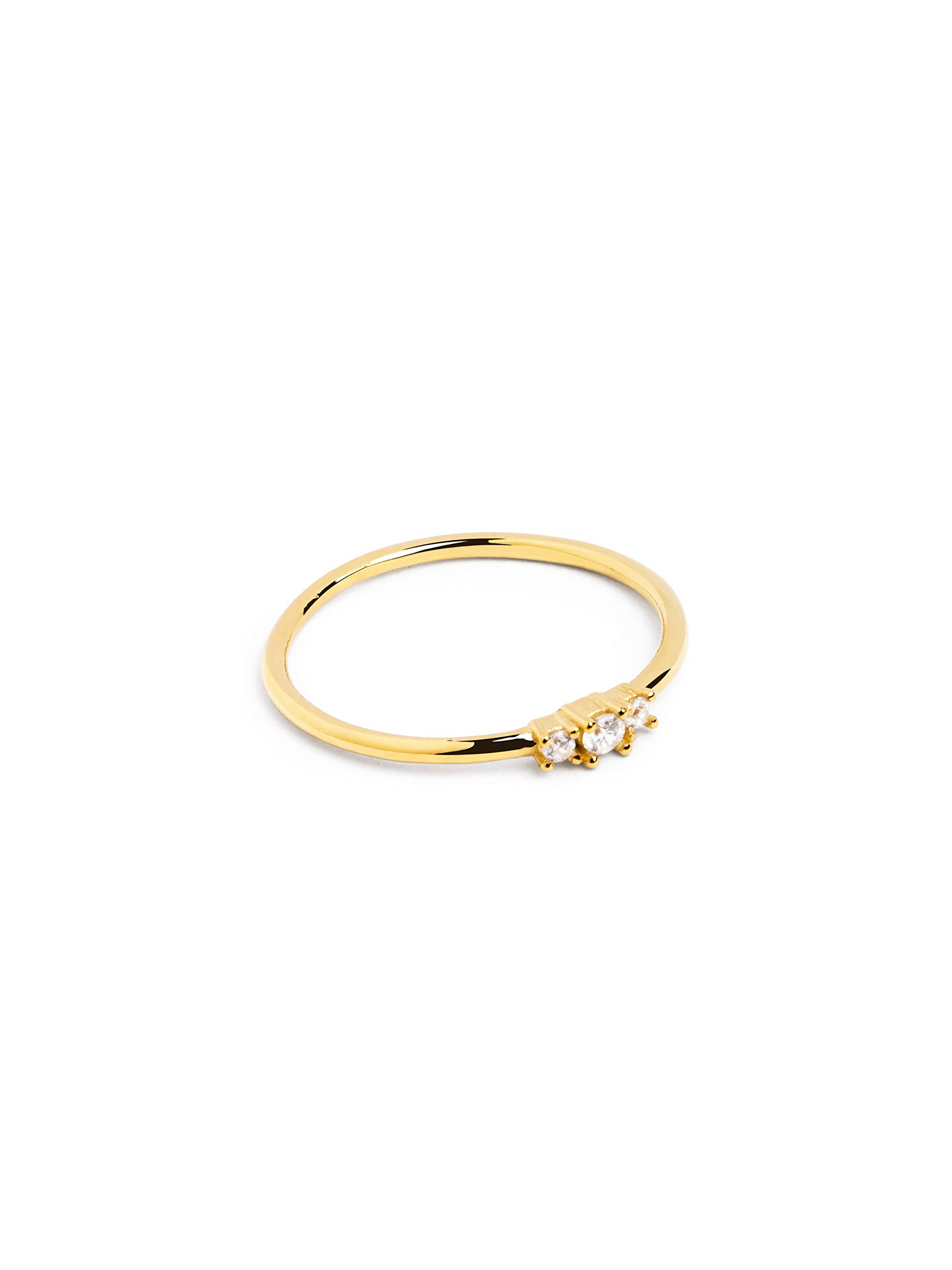 SINGULARU Anillo Trini Spark - Anillo de Plata de Ley 925 con Acabado Baño de Oro de 18 Kt. - Joyas para Mujer - Hecho en España - Varios Acabados y Tallas - Talla 10