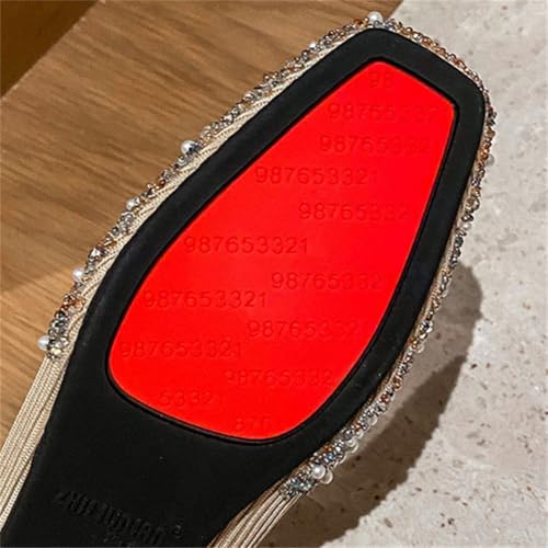 Rhinestone Flats Shoes for Women Square Toe Mary Jane Ballet Flats Shiny Pumps Wedding Dress Shoes Memory Foam4